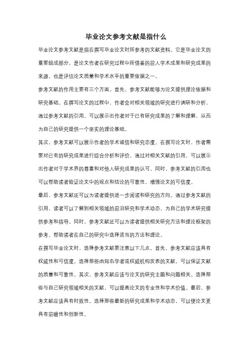 毕业论文参考文献是指什么