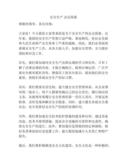 安全生产 会议简报