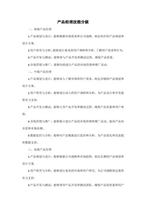 产品经理技能 分级