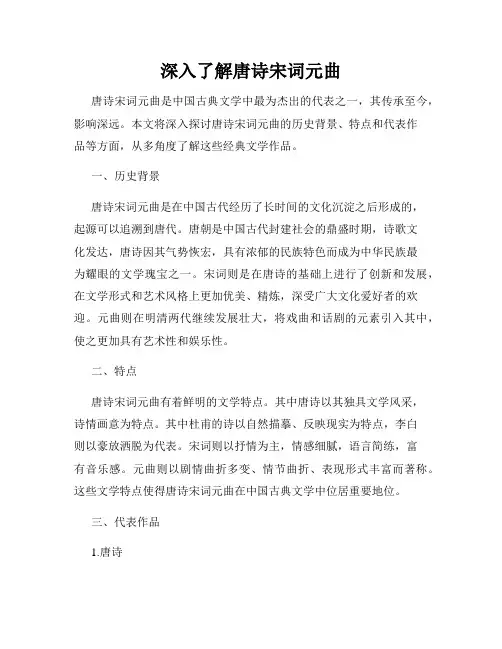 深入了解唐诗宋词元曲