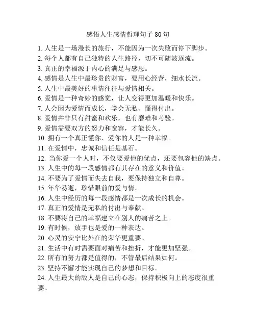感悟人生感情哲理句子80句