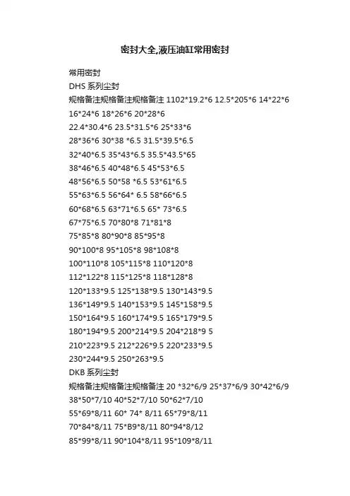 密封大全,液压油缸常用密封