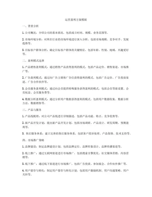 运营盈利方案模版