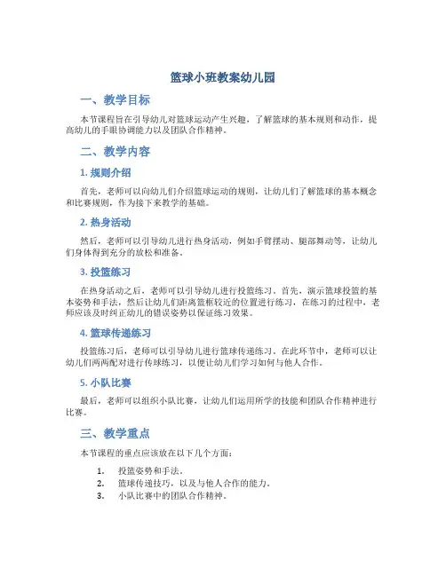 篮球小班教案幼儿园