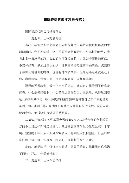 国际货运代理有限公司实习报告范文精选