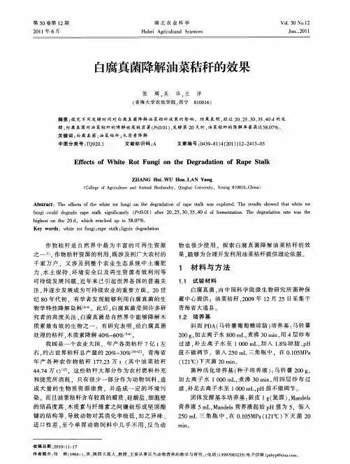 白腐真菌降解油菜秸秆的效果