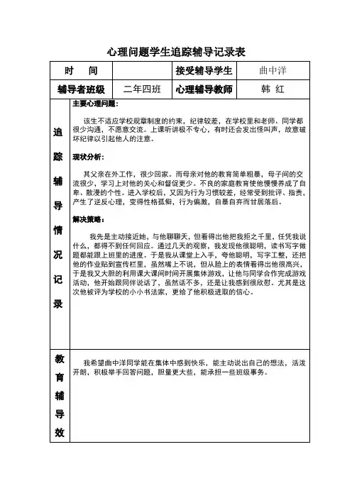 心理问题学生追踪记录