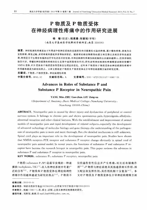 P物质及P物质受体在神经病理性疼痛中的作用研究进展