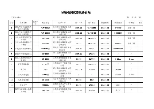 试验仪器台账