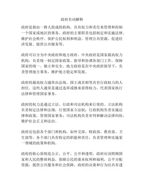 政府名词解释