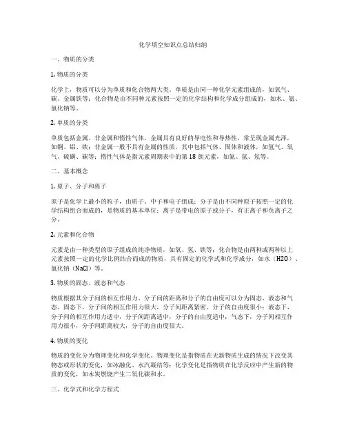化学填空知识点总结归纳