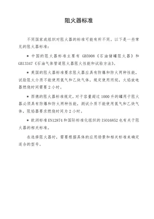 阻火器标准