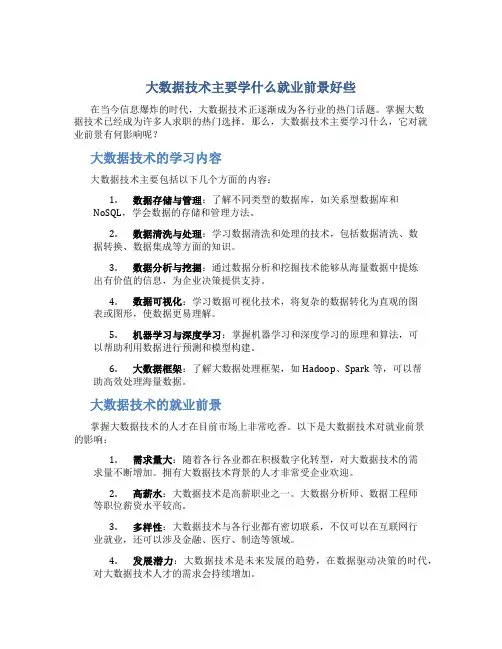 大数据技术主要学什么就业前景好些