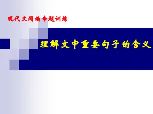 现代文阅读：理解文中重要句子的含义