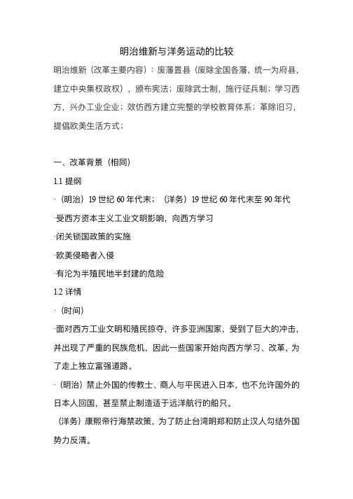 明治维新与洋务运动的比较