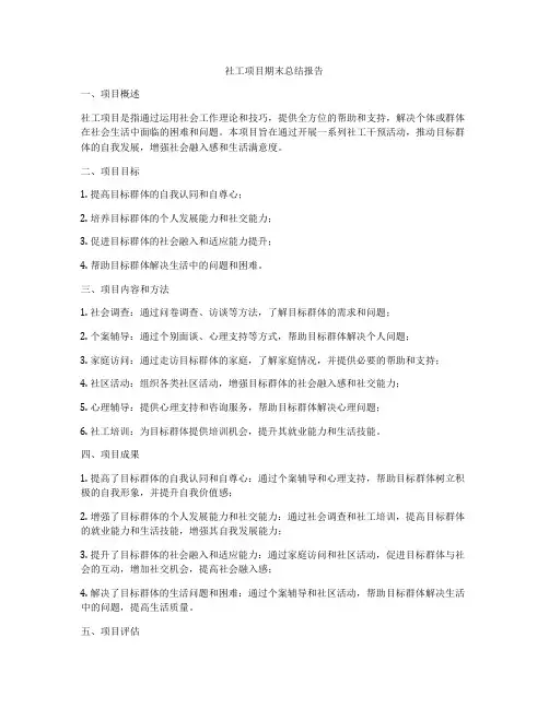 社工项目期末总结报告