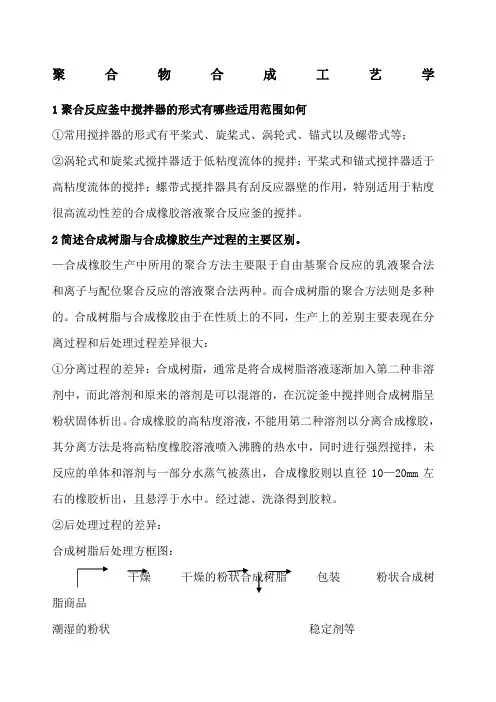 聚合物合成工艺学复习笔记考题四川大学华南理工大学