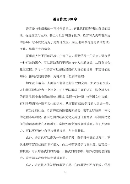语言作文800字