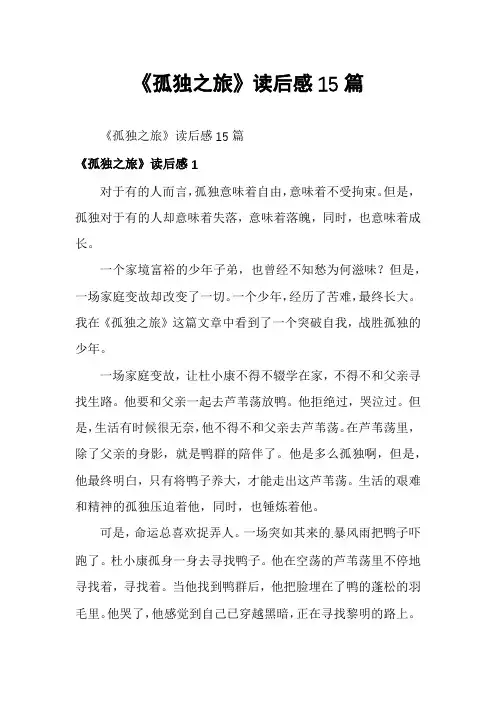 《孤独之旅》读后感15篇