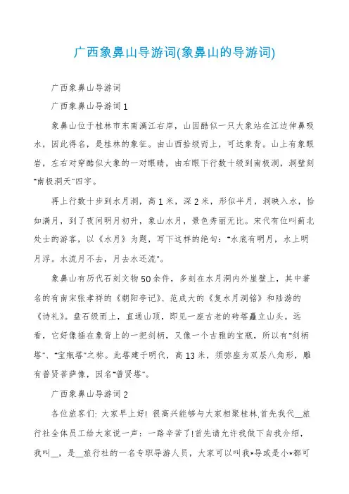 广西象鼻山导游词(象鼻山的导游词)