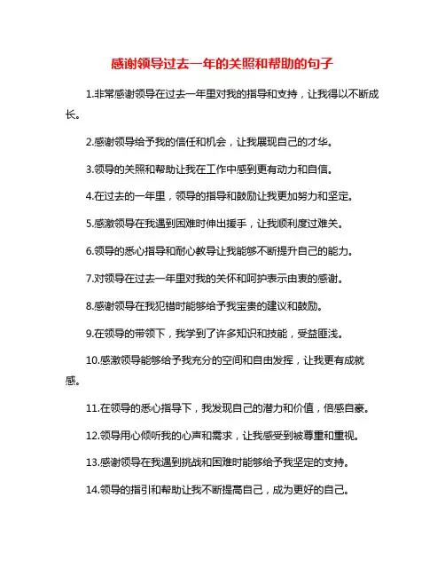 感谢领导过去一年的关照和帮助的句子
