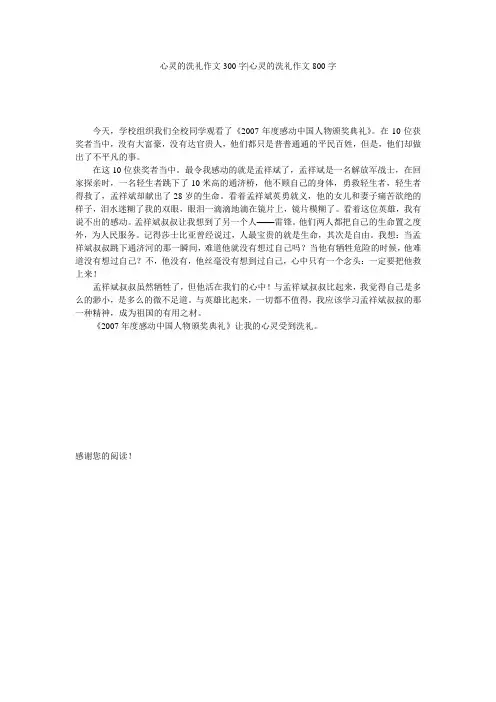 心灵的洗礼作文300字-心灵的洗礼作文800字
