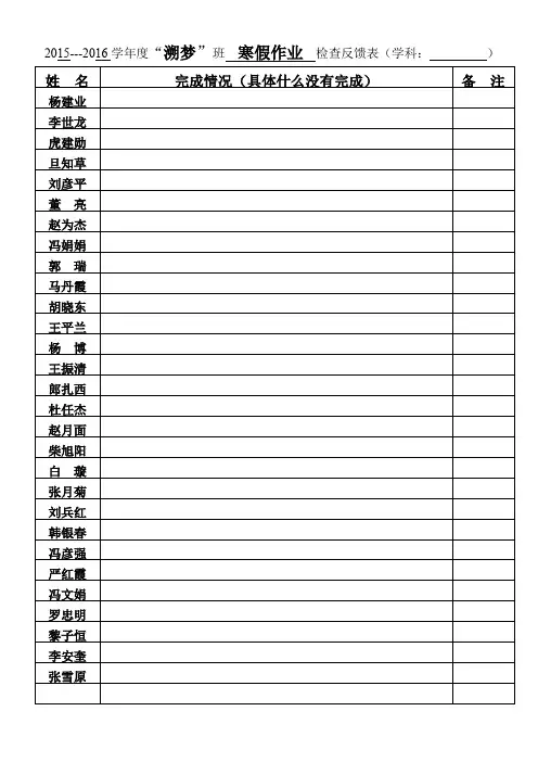 溯梦表16假期作业检查反馈情况表