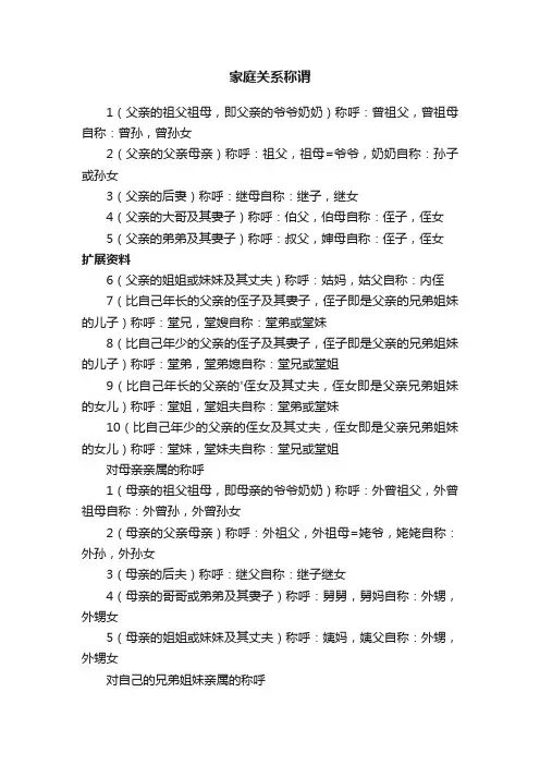 家庭关系称谓