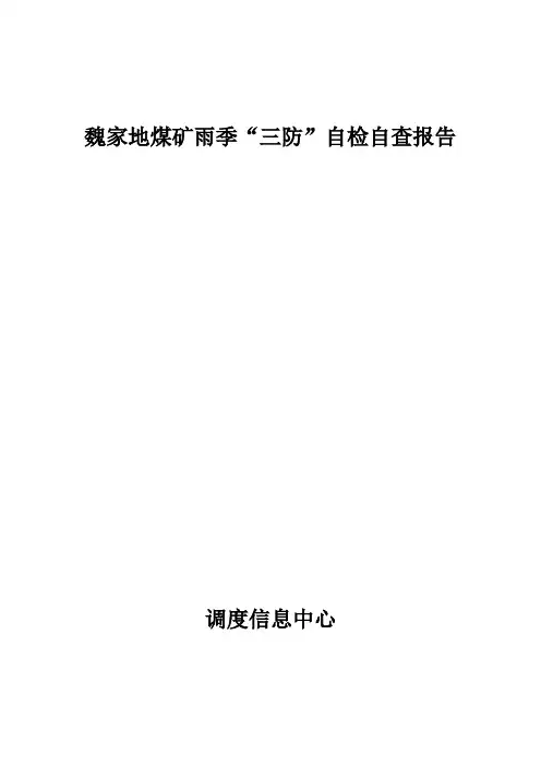 魏家地煤矿2018年“雨季三防”自检自查报告(总调)