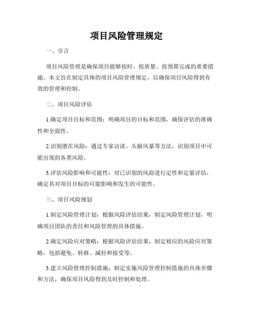 项目风险管理规定