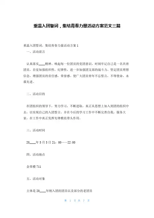 重温入团誓词,集结青春力量活动方案范文三篇