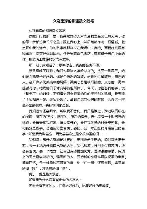 久别重逢的相遇散文随笔