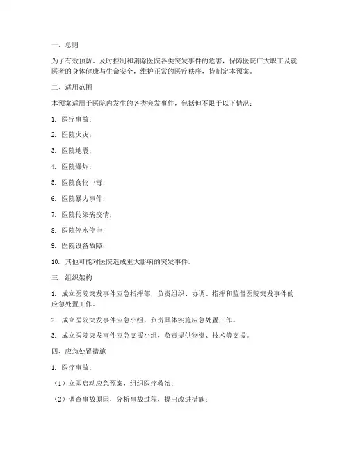 医院突发事件各类应急预案