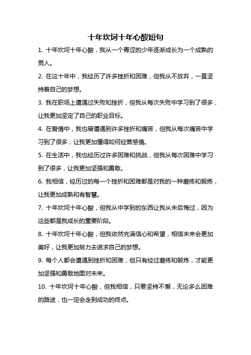 十年坎坷十年心酸短句