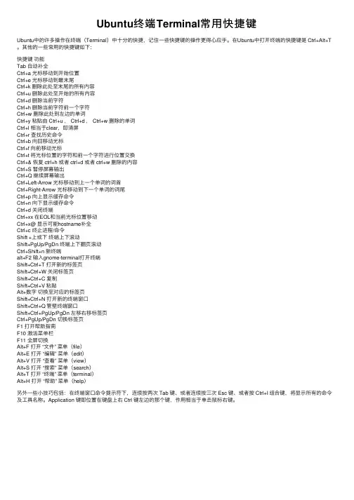 Ubuntu终端Terminal常用快捷键