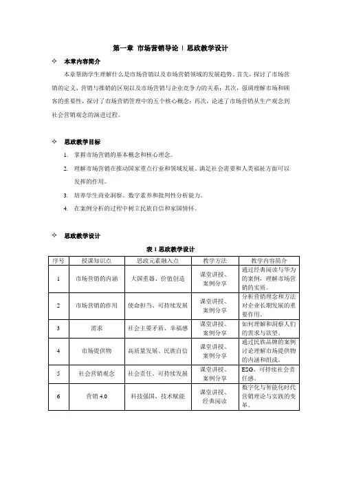 市场营销学思政教学设计