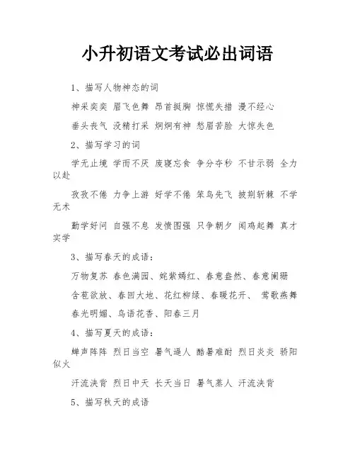 小升初语文考试必出词语