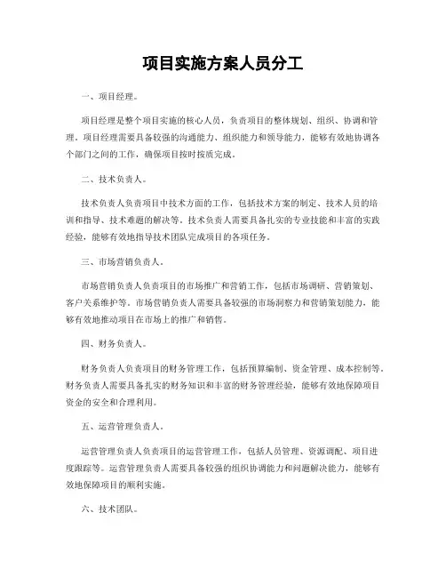 项目实施方案人员分工