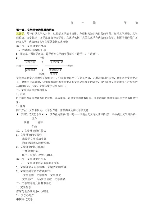 文学理论童庆炳《文学理论教程》完整笔记