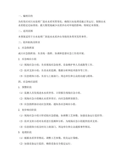 进水水质冲击应急预案