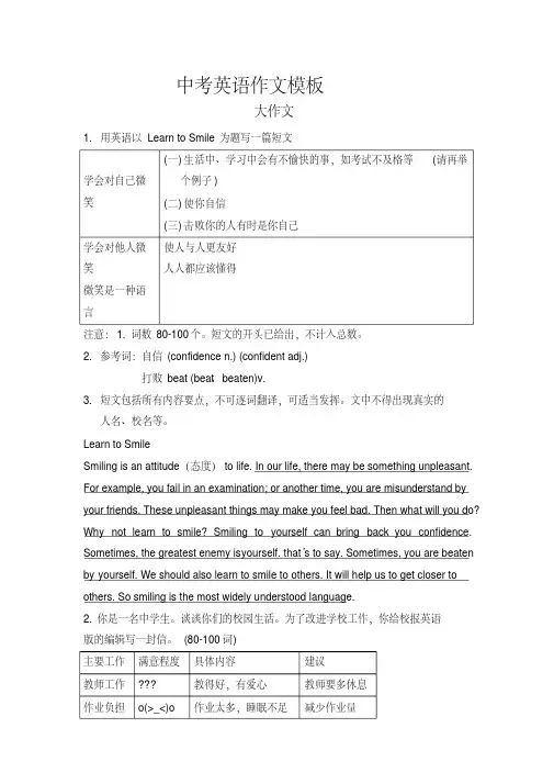 中考英语万能作文模板(超级背诵版)
