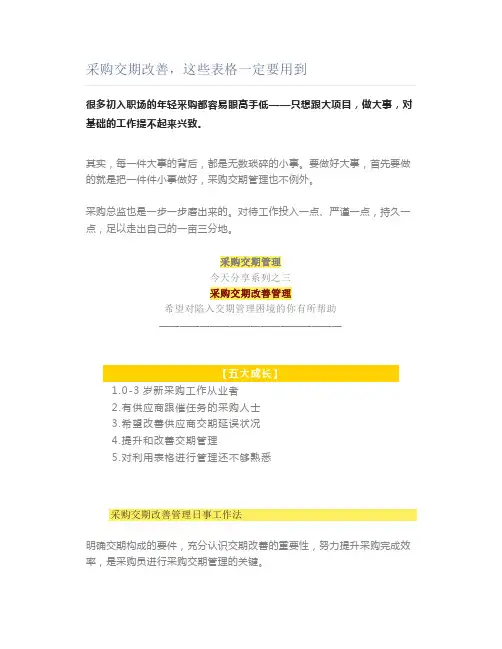 采购交期改善,这些表格一定要用到