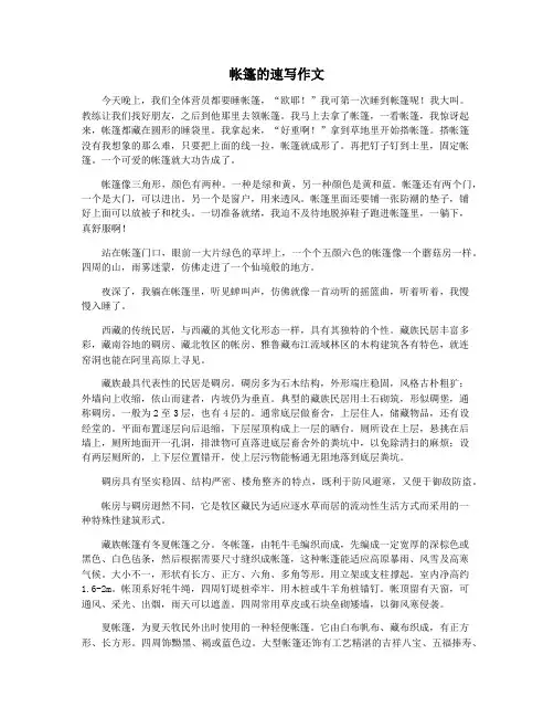 帐篷的速写作文