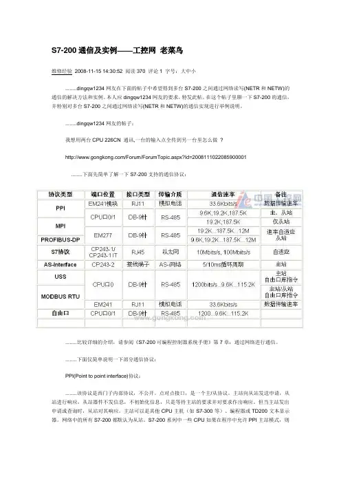 S7-200通信实例