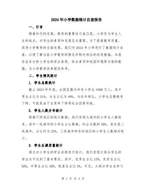 2024年小学数据统计自查报告