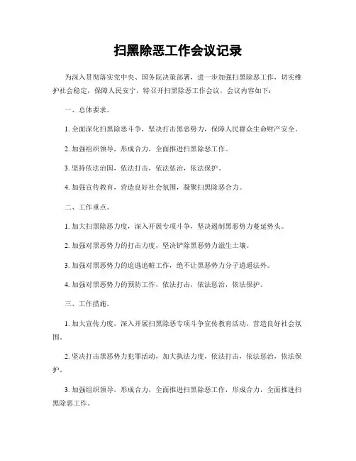 扫黑除恶工作会议记录