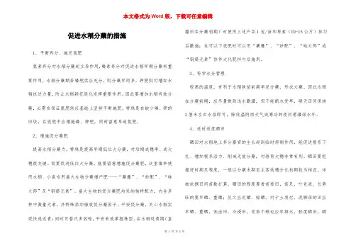 促进水稻分蘖的措施
