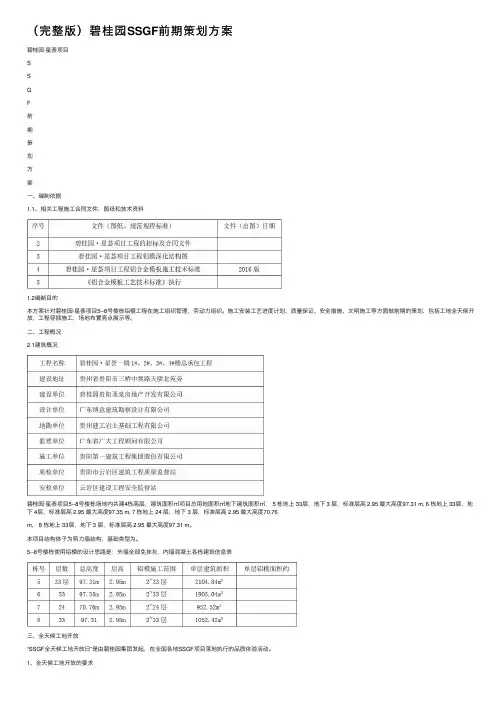 （完整版）碧桂园SSGF前期策划方案