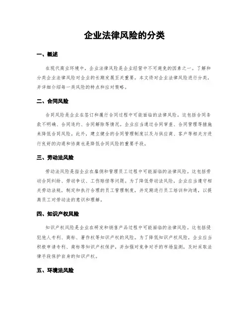 企业法律风险的分类