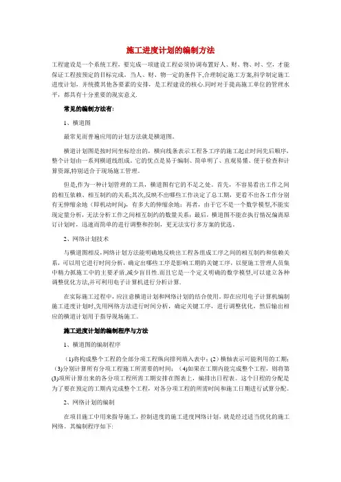 施工进度计划的编制方法